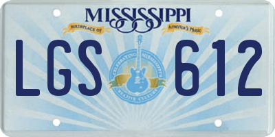 MS license plate LGS612