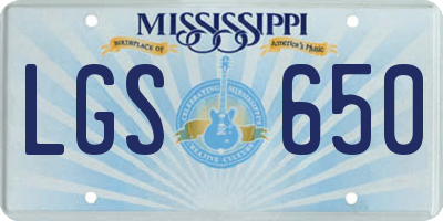 MS license plate LGS650