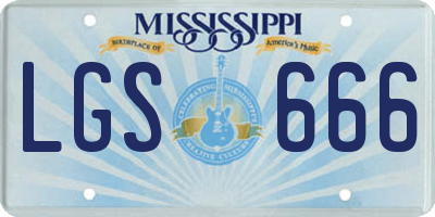 MS license plate LGS666
