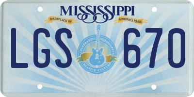 MS license plate LGS670