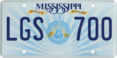 MS license plate LGS700