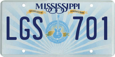 MS license plate LGS701