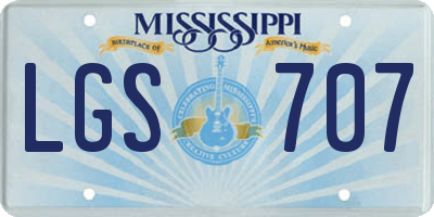 MS license plate LGS707