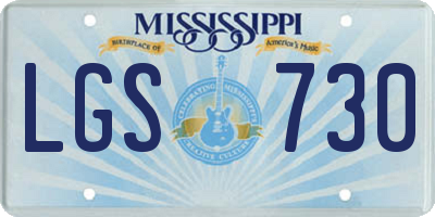 MS license plate LGS730