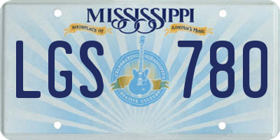 MS license plate LGS780