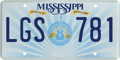 MS license plate LGS781