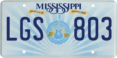 MS license plate LGS803