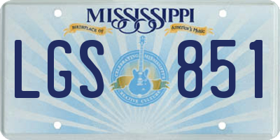 MS license plate LGS851