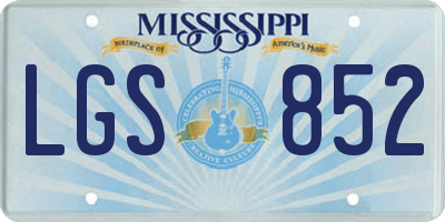 MS license plate LGS852