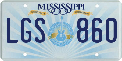 MS license plate LGS860