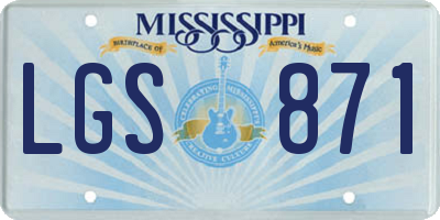 MS license plate LGS871