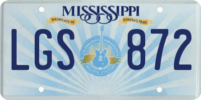 MS license plate LGS872