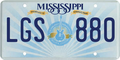 MS license plate LGS880
