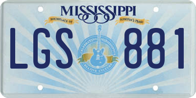 MS license plate LGS881