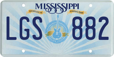 MS license plate LGS882