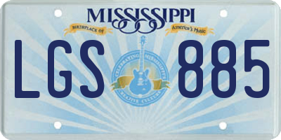 MS license plate LGS885