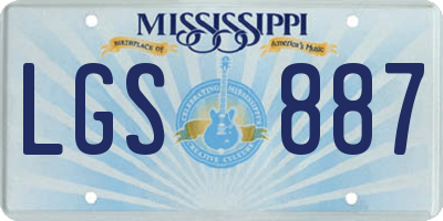 MS license plate LGS887