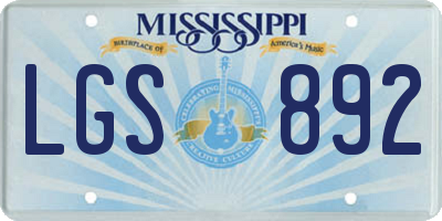 MS license plate LGS892