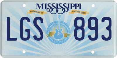 MS license plate LGS893