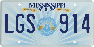 MS license plate LGS914