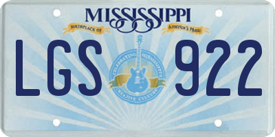 MS license plate LGS922