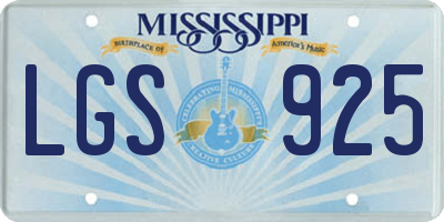 MS license plate LGS925