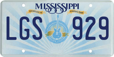 MS license plate LGS929