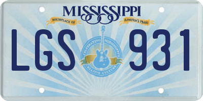MS license plate LGS931