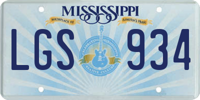 MS license plate LGS934