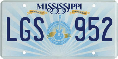 MS license plate LGS952
