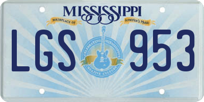 MS license plate LGS953