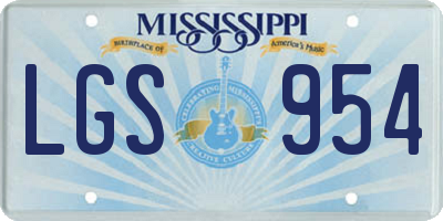 MS license plate LGS954
