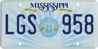 MS license plate LGS958
