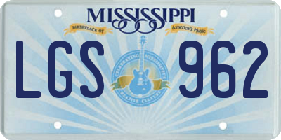 MS license plate LGS962