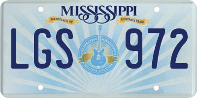 MS license plate LGS972