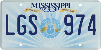 MS license plate LGS974