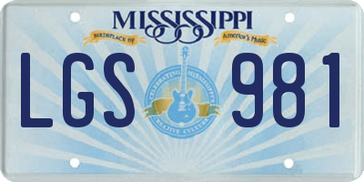 MS license plate LGS981