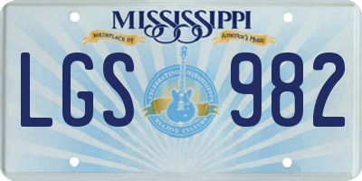 MS license plate LGS982