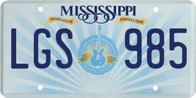 MS license plate LGS985