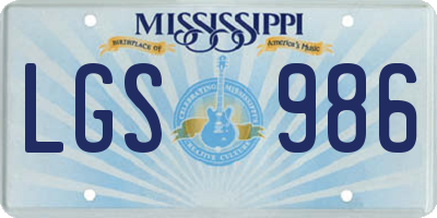 MS license plate LGS986