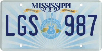 MS license plate LGS987