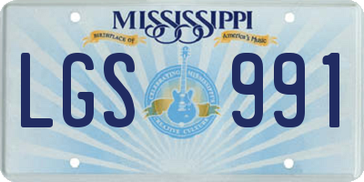 MS license plate LGS991