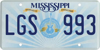 MS license plate LGS993