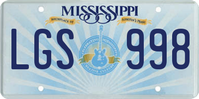 MS license plate LGS998