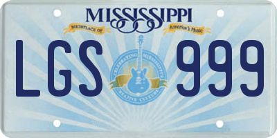 MS license plate LGS999