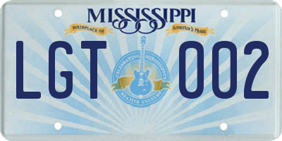 MS license plate LGT002