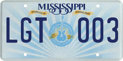 MS license plate LGT003