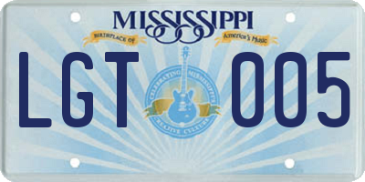 MS license plate LGT005