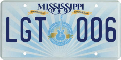 MS license plate LGT006