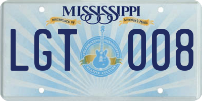 MS license plate LGT008